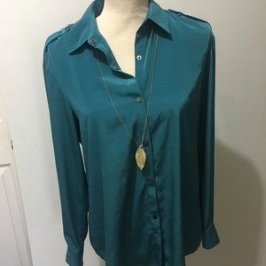 Andrianna Papell jewel green blouse